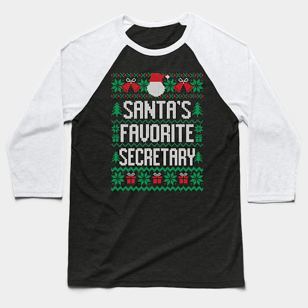 Santa's Favorite Secretary Baseball T-Shirt by Saulene